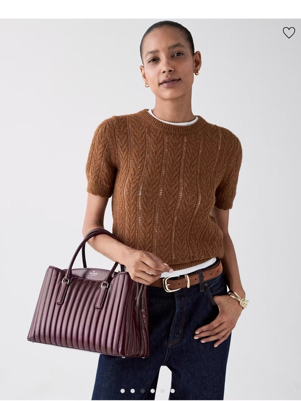 Kate Spade New York Thompson Street Shiny Quilted Satchel Bag Burgundy - Picture 3 of 16